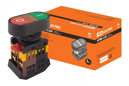 TDM ELECTRIC SQ0704-0021 Кнопка APВВ-22N "I-O" d22мм неон/230В 1з+1р TDM